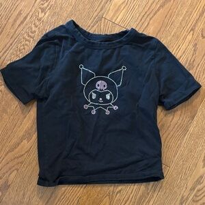Black Kids Rhinestone Kuromi T-Shirt